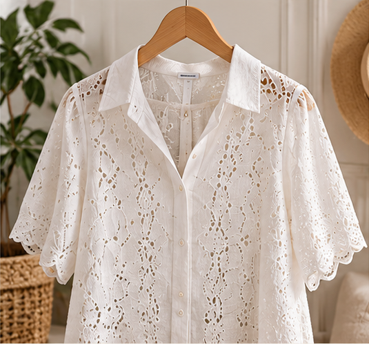 Blusa blanca en una percha