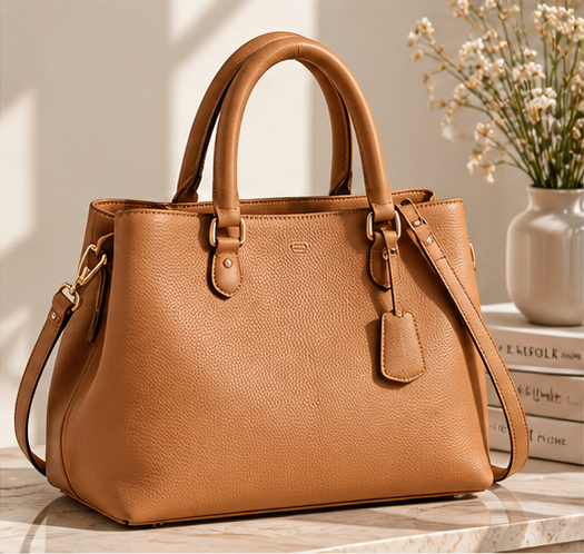 Bolso color cuero con asas trenzadas
